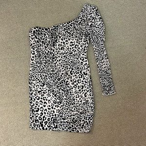 Olivaceous one sleeve cocktail dress